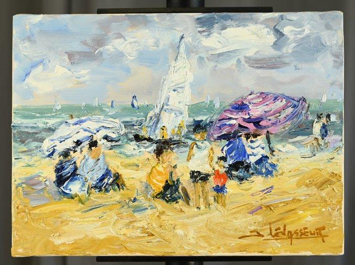 Jean Levasseur (1935 - 2024) - Scène de plage, Antiek en Kunst, Kunst | Schilderijen | Klassiek