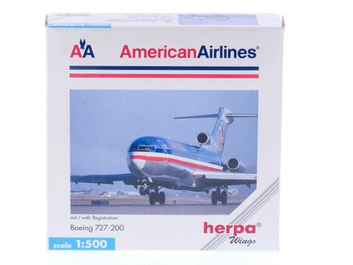 Schaal 1:500 Herpa 503136 American Airlines Boeing 727-20..., Hobby en Vrije tijd, Modelbouw | Vliegtuigen en Helikopters, Zo goed als nieuw