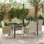 vidaXL Tuin Eettafel Set met kussen 5 pcs Lichtgrijs Poly, Tuin en Terras, Verzenden, Nieuw