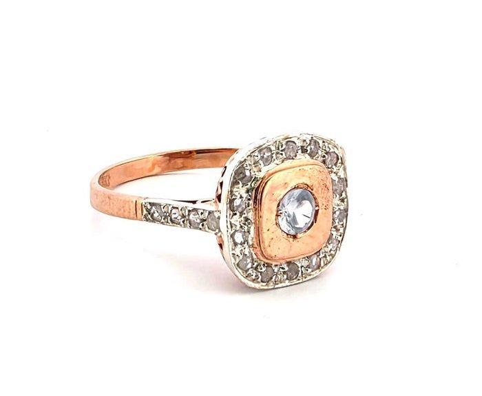 Zonder minimumprijs - Ring - 9 kt. Roségoud, Zilver Topaas -, Handtassen en Accessoires, Ringen