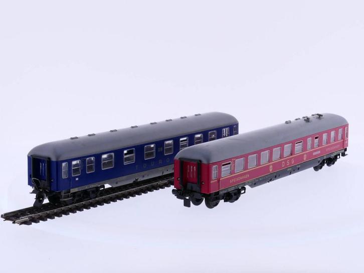 Schaal H0 Trix 3380 4-as rijtuig Touropa DB + 3383 4-..., Hobby & Loisirs créatifs, Trains miniatures | HO, Enlèvement ou Envoi