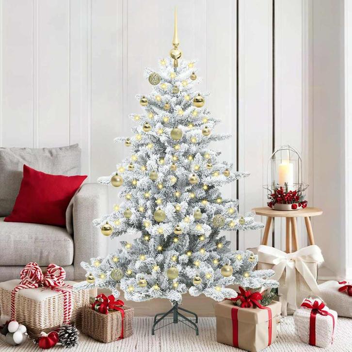 vidaXL Kunstmatige Hinged Kerstboom Wit 150 cm PVC en Staal, Divers, Noël, Envoi