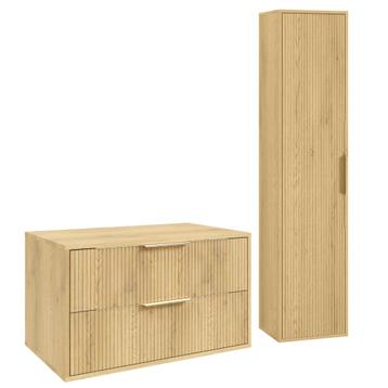 Wastafelkast Rimini 80 cm - Eiken -  Badmeubel met Kolomkast beschikbaar voor biedingen