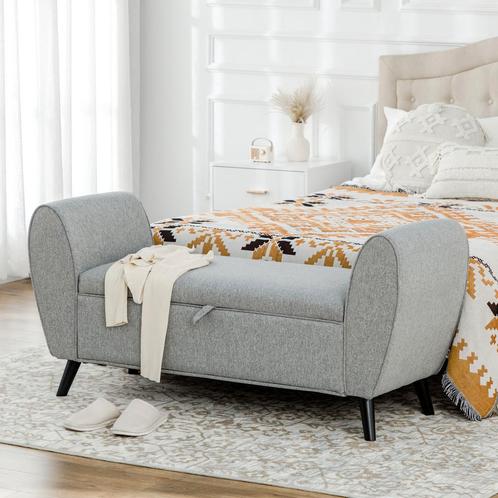 Bankbed - Comfortabel - Opbergruimte - Lichtgrijs, Huis en Inrichting, Zetels | Zetels, Nieuw, Stof, Ophalen of Verzenden
