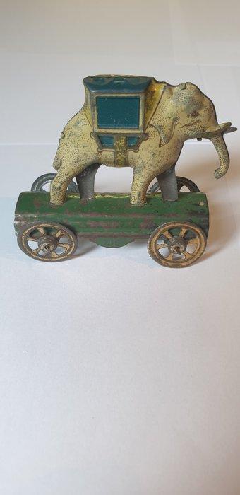 IJF - Jouet en étain - Rare Antique Tin Penny Toy, Elephant, Antiek en Kunst, Antiek | Speelgoed