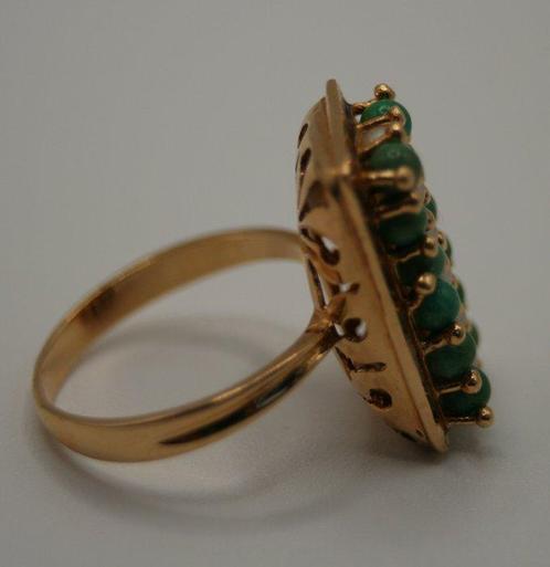 Bague - 18 carats Or jaune Jade - Perle, Handtassen en Accessoires, Ringen