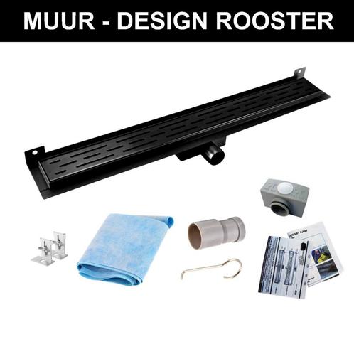 Aanbieding: Mat Zwarte RVS Douchegoot Muurflens met, Doe-het-zelf en Bouw, Sanitair, Douche, Nieuw, Ophalen of Verzenden