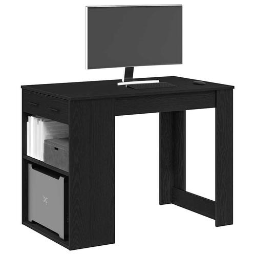 vidaXL Bureau avec tiroir et étagère chêne noir bois, Maison & Meubles, Tables | Tables à manger, Neuf, Envoi