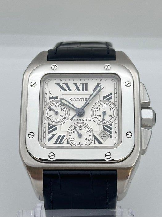 Cartier - Santos Cronograph 100 XL - W20090X8 - Homme -, Handtassen en Accessoires, Horloges | Heren