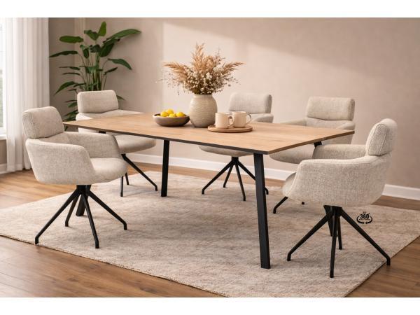 Veiling - Eettafel Eiken fineer natural 240x100 rechthoek ve, Huis en Inrichting, Tafels | Eettafels