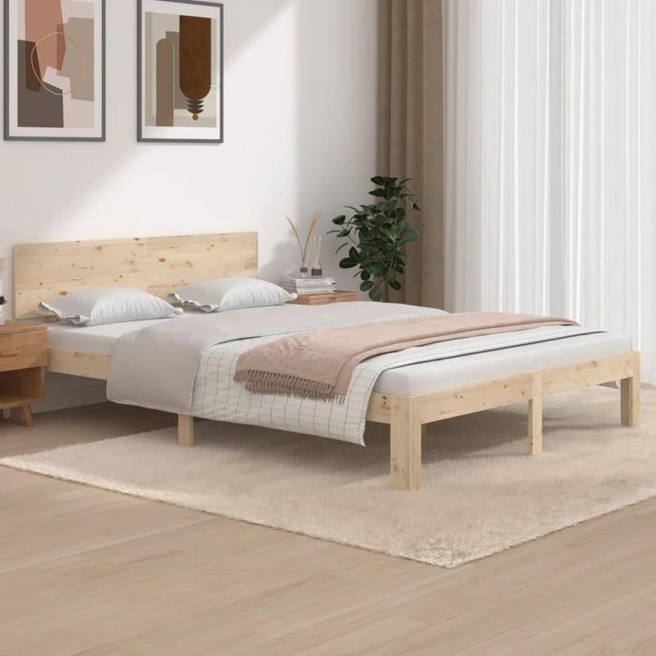 vidaXL Bedframe massief grenenhout 140x200 cm, Huis en Inrichting, Slaapkamer | Bedden, Nieuw, Verzenden