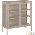 tectake metalen vitrinekast - taupe, Verzenden