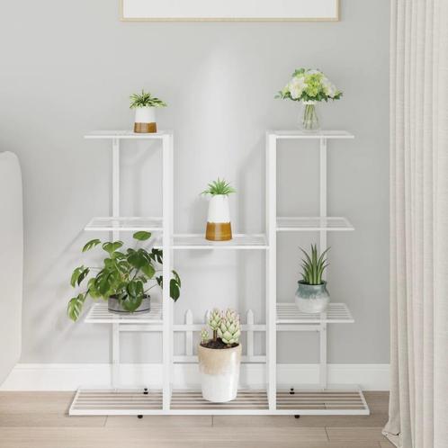 vidaXL Bloemenstandaard 94,5x25x89 cm ijzer wit, Tuin en Terras, Bloembakken en Plantenbakken, Nieuw, Verzenden