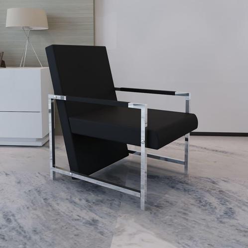 vidaXL Fauteuil met chromen poten kunstleer zwart, Huis en Inrichting, Fauteuils, Nieuw, Verzenden