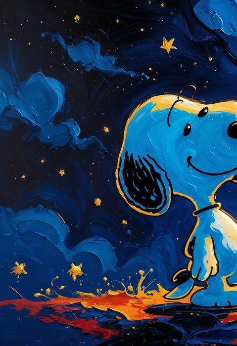 Kosmo - Snoopy Sogno di Notte Stellata Blu - AI - XXL, Antiek en Kunst, Kunst | Schilderijen | Modern