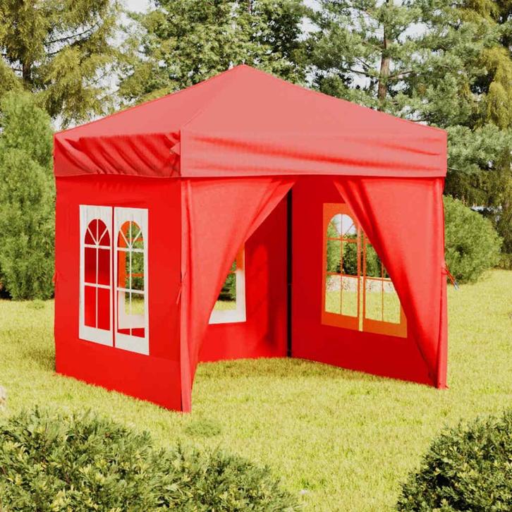vidaXL Partytent inklapbaar met zijwanden 2x2 m rood, Tuin en Terras, Partytenten, Nieuw, Verzenden