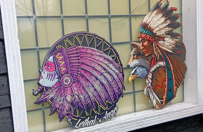 Bord (2) - wanddecoratie indianen - Metaal, Antiek en Kunst, Kunst | Designobjecten