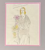 Corneille (1922-2010) - Portrait au bouquet de fleurs, Antiek en Kunst, Kunst | Schilderijen | Modern