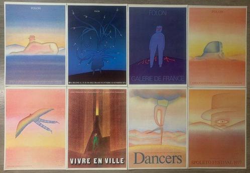 Jean Michel Folon - 8 X posters 1977, Antiek en Kunst, Kunst | Tekeningen en Fotografie