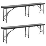 vidaXL Tuinbanken inklapbaar 2 st 180 cm HDPE zwart, Verzenden, Nieuw