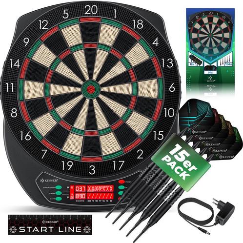 KESSER® Elektrisch Dartbord - Met 15 darts - Klassiek met LC, Huis en Inrichting, Woonaccessoires | Overige, Verzenden