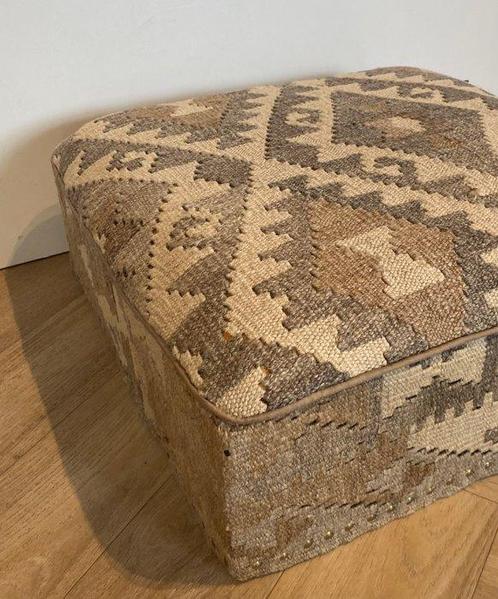 Pouf - Bois, Laine, Antiek en Kunst, Curiosa en Brocante
