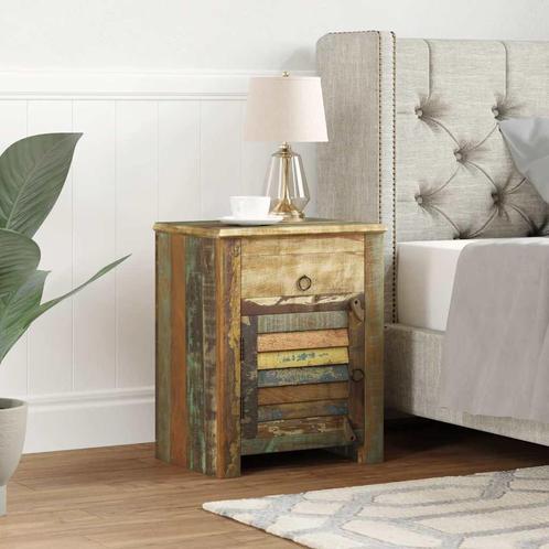 vidaXL Bijzettafel met 1 lade en 1 deurtje gerecycled hout, Huis en Inrichting, Slaapkamer | Nachtkastjes, Nieuw, Verzenden