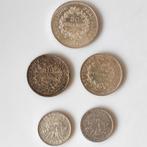 Frankrijk. Lot of 5 silver coins (5 Francs to 50 Francs)