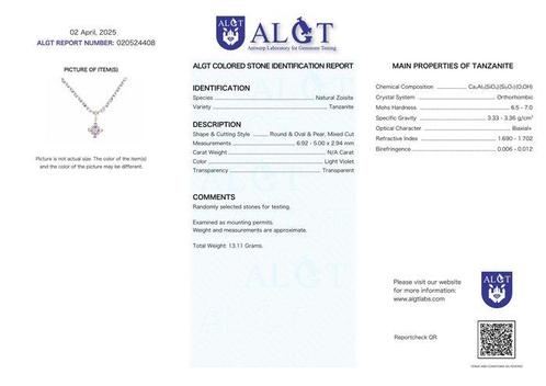 Zonder Minimumprijs - Halsketting Zilver - Tanzaniet -, Handtassen en Accessoires, Kettingen