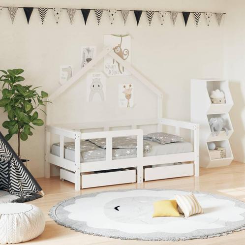 vidaXL Kinderbedframe met lades 70x140 cm massief grenenhout, Kinderen en Baby's, Kinderkamer | Bedden, Nieuw, Verzenden