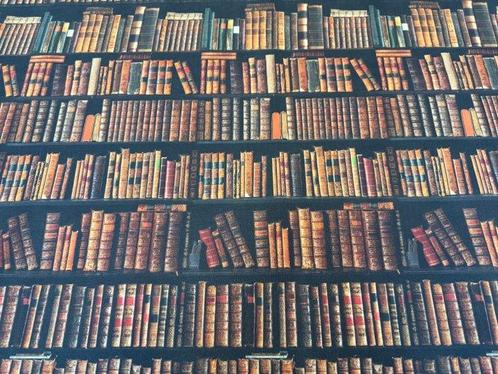 De geheime bibliotheek - Katoenen stof voor bekleding -, Antiek en Kunst, Antiek | Tapijten, Tafelkleden en Textiel