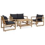 vidaXL 4-delige Loungeset met kussens bamboe, Verzenden, Nieuw, Loungeset
