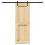 vidaXL Schuifdeur met beslag 80x210 cm massief grenenhout, Doe-het-zelf en Bouw, Verzenden, Nieuw