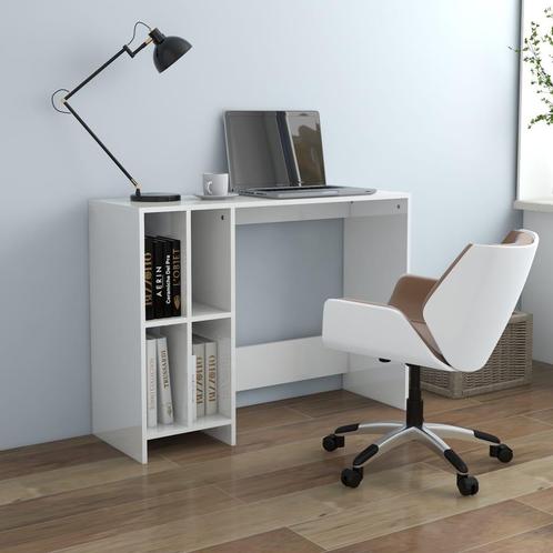 vidaXL Bureau 102,5x35x75 cm bewerkt hout hoogglans wit, Huis en Inrichting, Bureaus, Nieuw, Verzenden