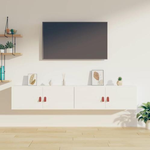 vidaXL Wandkasten 2 st 80x30x30 cm massief grenenhout wit, Huis en Inrichting, Kasten | Wandmeubels, Nieuw, Verzenden