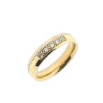 Bicolor gouden rijring met diamant | 0,20 ct. (witgoud), Handtassen en Accessoires, Ringen, Gebruikt, Overige kleuren, Ophalen of Verzenden