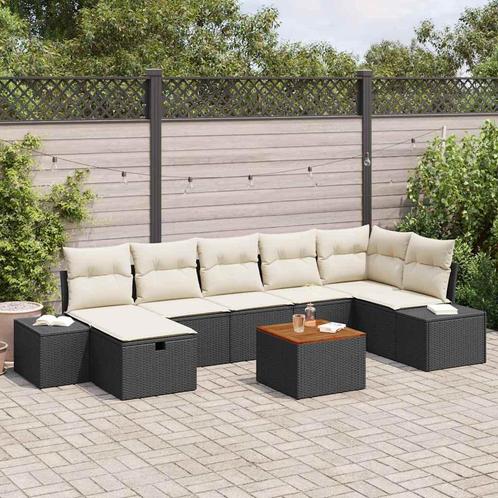 vidaXL 8-delige tuinsofa set met kussens in het zwart van, Tuin en Terras, Tuinsets en Loungesets, Nieuw, Verzenden