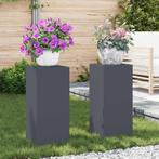 vidaXL Plantenstand 2 pcs Antraciet 24 x 24 x 55 cm Staal, Tuin en Terras, Verzenden, Nieuw