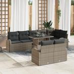 vidaXL 9-delige tuinset met kussens in grijs poly rattan, Verzenden, Nieuw