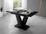 Eetkamertafel - Zwart marmerlook - Uitschuifbaar 160cm, Huis en Inrichting, Tafels | Eettafels, Verzenden, Nieuw, 50 tot 100 cm