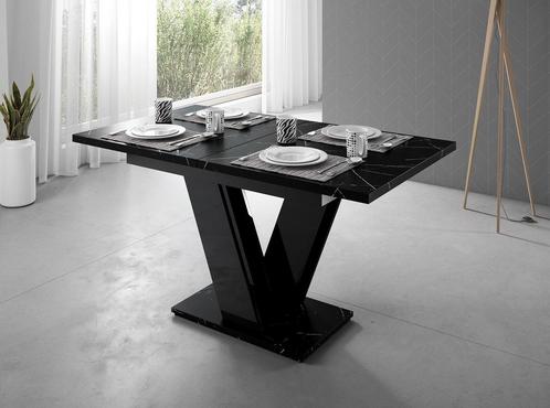 Eetkamertafel - Zwart marmerlook - Uitschuifbaar 160cm, Huis en Inrichting, Tafels | Eettafels, Nieuw, 50 tot 100 cm, Verzenden