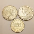 Duitsland, Weimar Republiek. 3 Silbermünzen , (verschiedene), Postzegels en Munten
