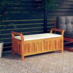 vidaXL Tuinopbergbank met kussen 126 cm massief acaciahout, Tuin en Terras, Tuinsets en Loungesets, Verzenden, Nieuw