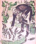 Spotprent over Woodrow Wilson die een marinevloot stuurt, Antiek en Kunst, Verzenden