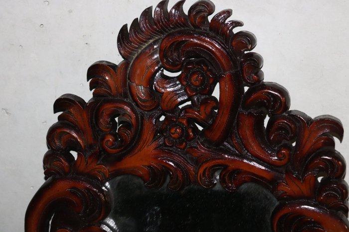 Spiegel - Mahonie - Wandspiegel - rijkelijk gedecoreerde, Antiquités & Art, Curiosités & Brocante