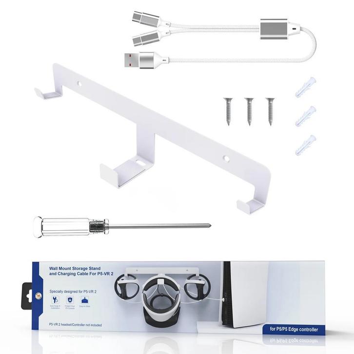 JYS PlayStation VR2 Wall Mount Incl. Charging Cable-Wit, Games en Spelcomputers, Spelcomputers | Sony Consoles | Accessoires, Ophalen of Verzenden