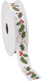 Bedrukt lint Hulst Kerstlint 16 mm rol 3 meter, Nieuw