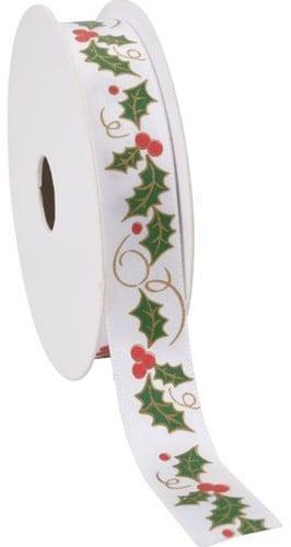 Bedrukt lint Hulst Kerstlint 16 mm rol 3 meter, Maison & Meubles, Accessoires pour la Maison | Plantes & Fleurs artificielles