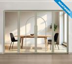 Dubbele stalen taatsdeur met glaspanelen Kiezelgrijs 2 Vlaks, Doe-het-zelf en Bouw, Nieuw, Metaal, Overige typen