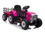 Elektrisch bestuurbare tractor met aanhanger - roze